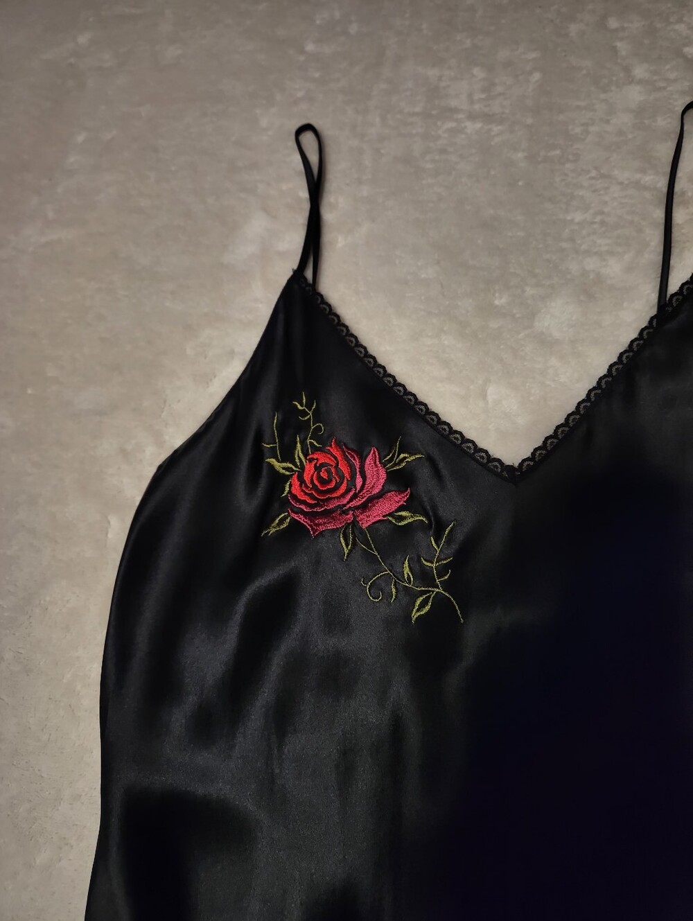 RARE Vtg Victoria's Secret Sz M 100% Silk Rose Embroidered Maxi Slip Dress Gown - Picture 7 of 14